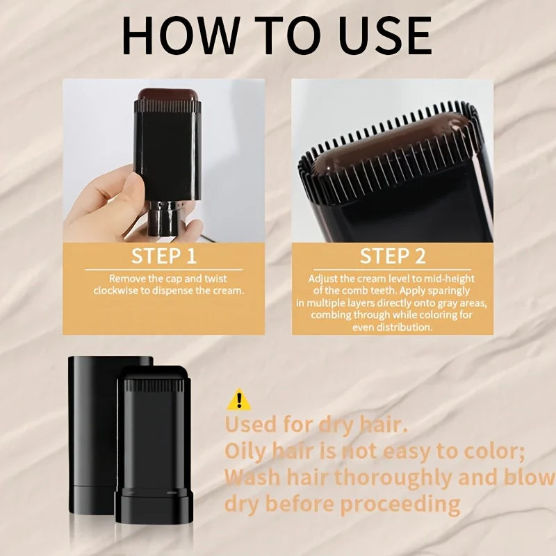 Hair Color Stick with Comb – Waterproof & Sweat-Resistant Temporary Hair Dye, Ergonomic Smooth Handle (Comfortable Grip)