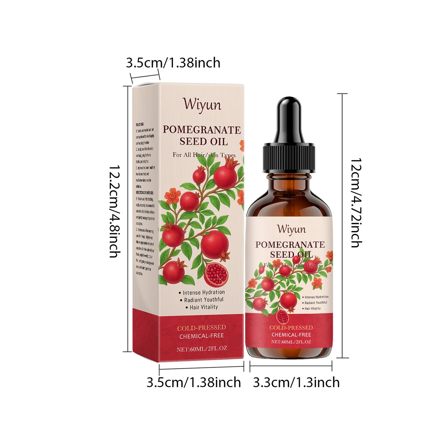 Pomegranate Seed Oil Hydrating Multi-Purpose Oil for Body Hair Nourish Scalp Hair Improve Dryness Tightening Smoothing Body Oil