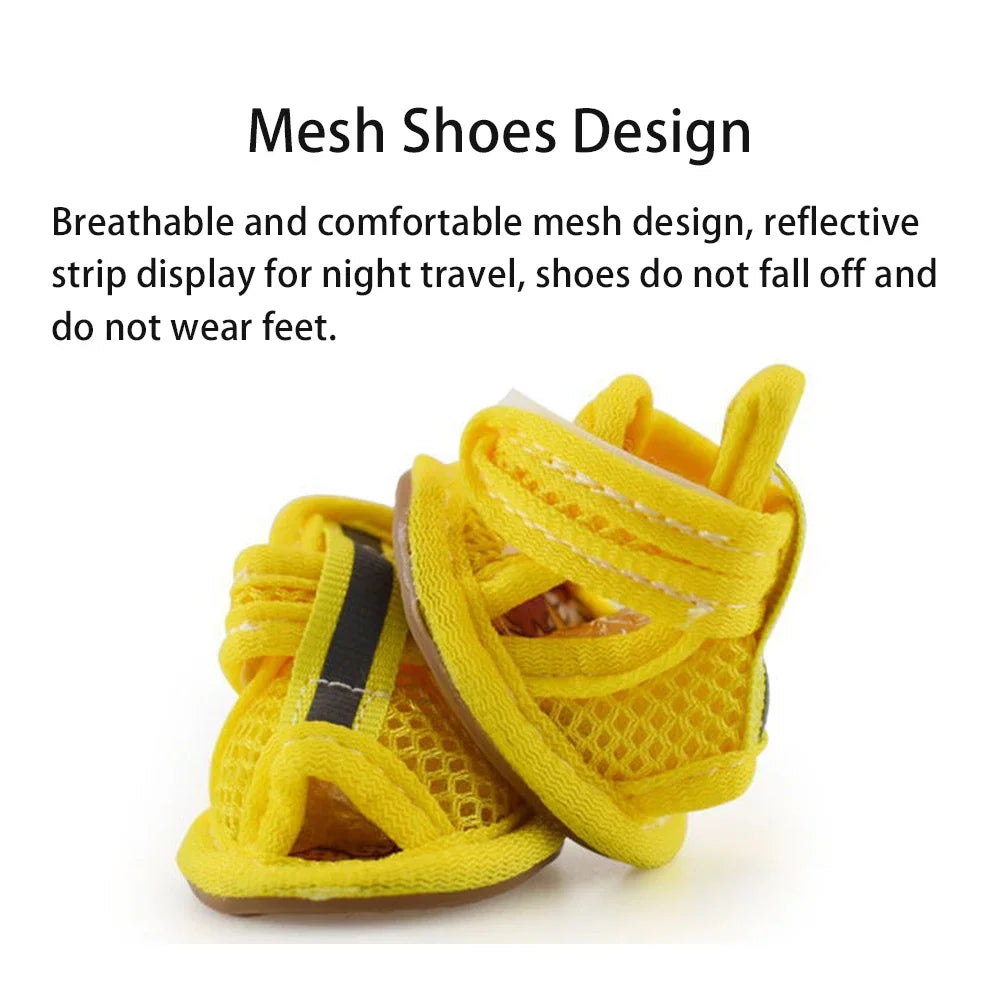 4PCS/set Summer Dog Shoes Breathable Sandals for Dog Cat Walking Running Outdoor Anti Slip Paw Protectors & Pet Gifts