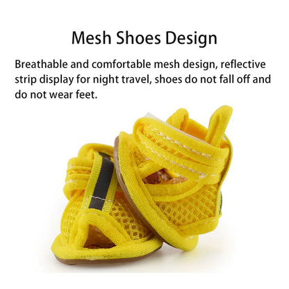 4PCS/set Summer Dog Shoes Breathable Sandals for Dog Cat Walking Running Outdoor Anti Slip Paw Protectors & Pet Gifts