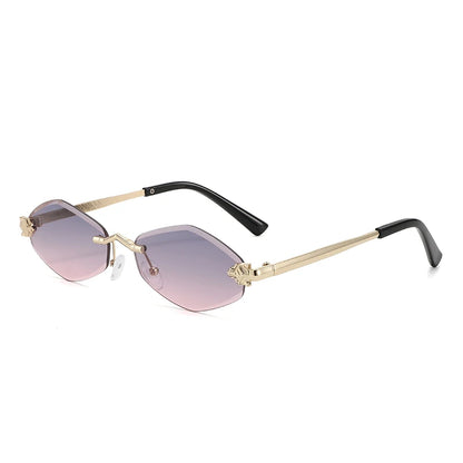Protective Glasses Fashion Irregular Sunglasses Women Retro Brand Design Metal High Quality Vintage Rhombus Rimless Glasses
