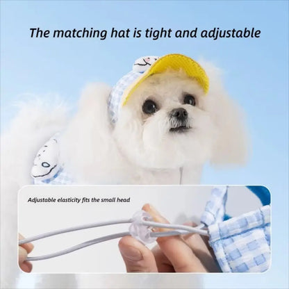 Vest Style Adjustable Dog Harness Set with Traction Rope Mesh Pet Traction Set Soft with Hat Dog Walking Rope Outdoor
