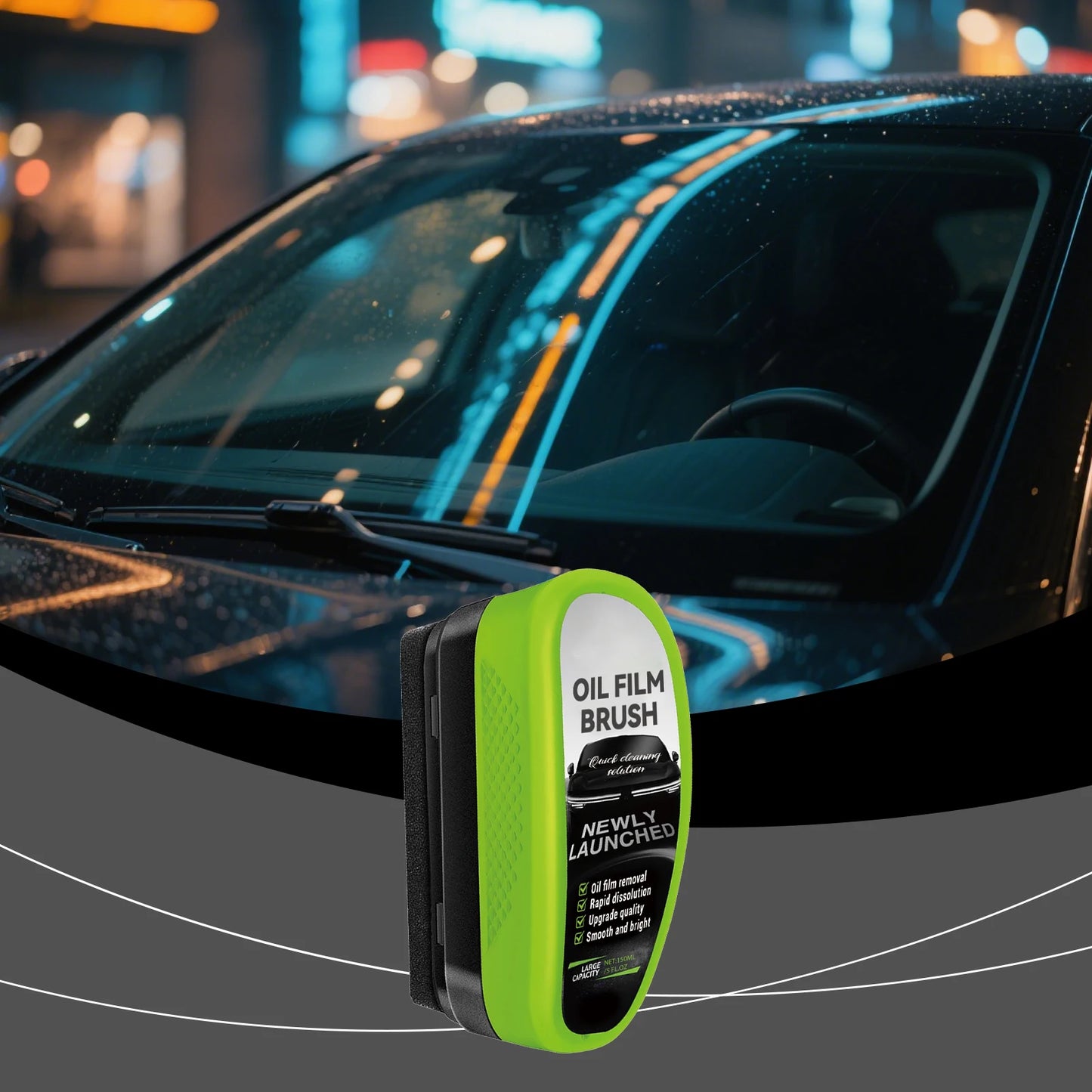 Automotive Car Oil Film Cleaning Brush,150ml Glass Oil Film Remover for Car Window,Windshield Brush For Car Care