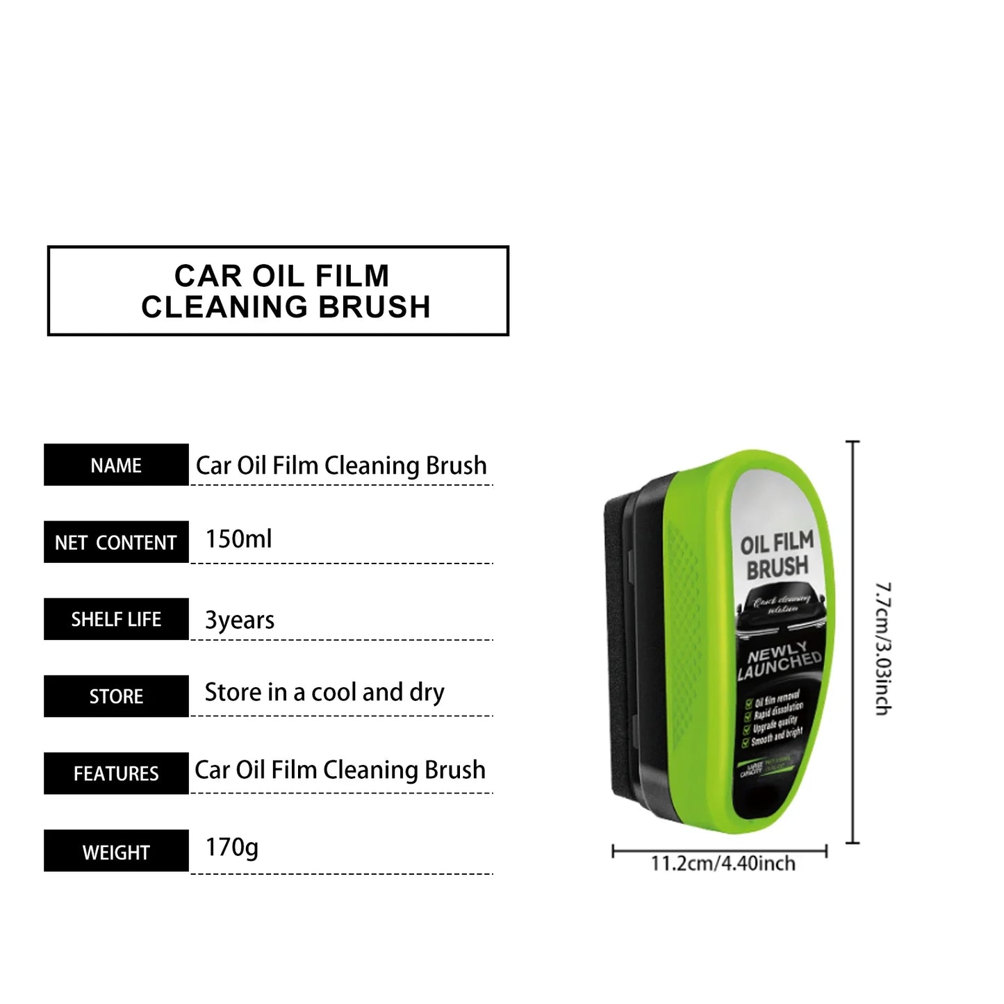 Automotive Car Oil Film Cleaning Brush,150ml Glass Oil Film Remover for Car Window,Windshield Brush For Car Care