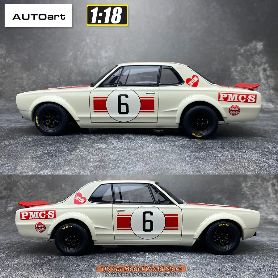 AUTOART Diecast car model 1/18 Nissan skyline GT-R 6#（RACING) 1971 Static display car models