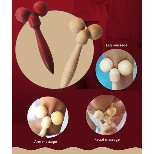 1pc Wooden Ball Roller Massager Tool Reflexology Hand Face Body Relax Random Color Massage Care Accessories