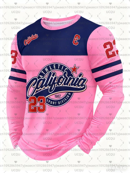 Men'S California NO.23 Graphic T-shirt Casual Pullover Autumn Outdoor Activities Women's Long Sleeve T-shirt Tops