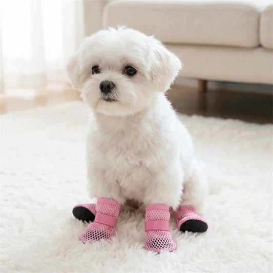 Adjustable Soft Sole Dog Mesh Shoes Non-Slip Wear Resistant Pet Dog Boots Thin Cooling Dog Shoe Cover Summer Season