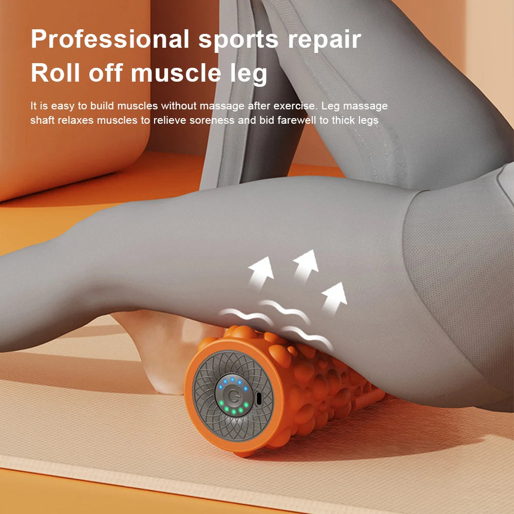 Electric Vibrating Foam Roller Massage Column Rechargeable Exercise Roller 5 Modes Muscle Roller for Yoga Pilates