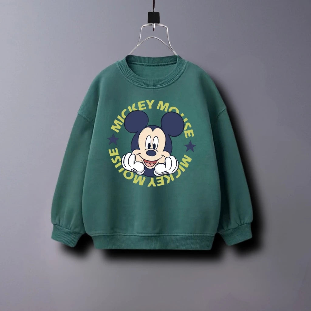Solid Color Fashion Children Mickey Mouse Sweatshirt Autumn Clothes Popular Simple Kids Long Sleeve Tops Crewneck Hoodie 6m-7y