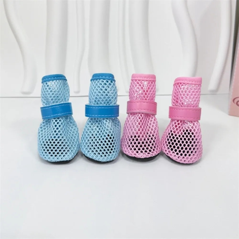 Adjustable Soft Sole Dog Mesh Shoes Non-Slip Wear Resistant Pet Dog Boots Thin Cooling Dog Shoe Cover Summer Season