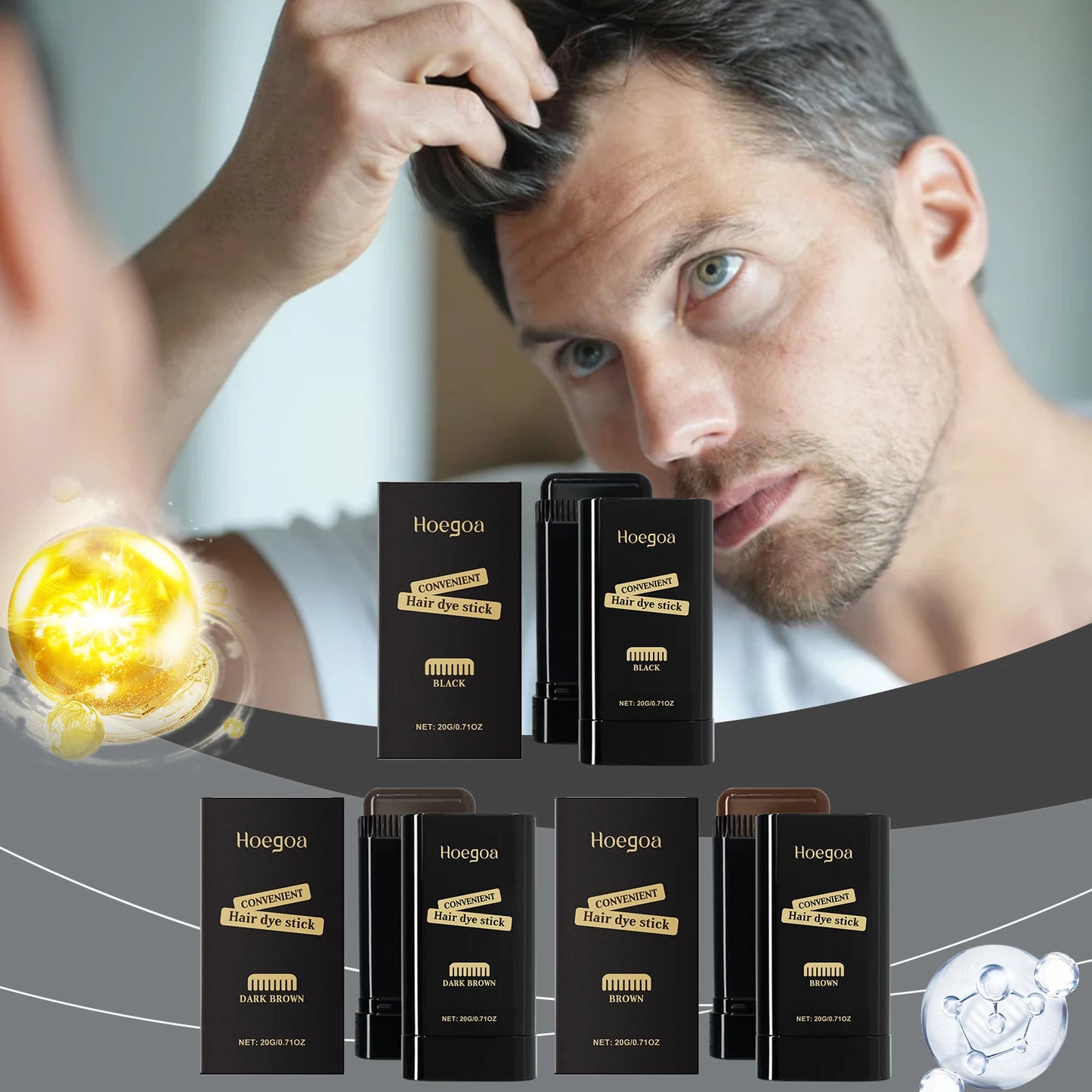 Waterproof Hair Dye Stick Quick Cover Gray White Hair Root Repair Black Brown Natural Hair Coloring Stick Easy Hairline Styling