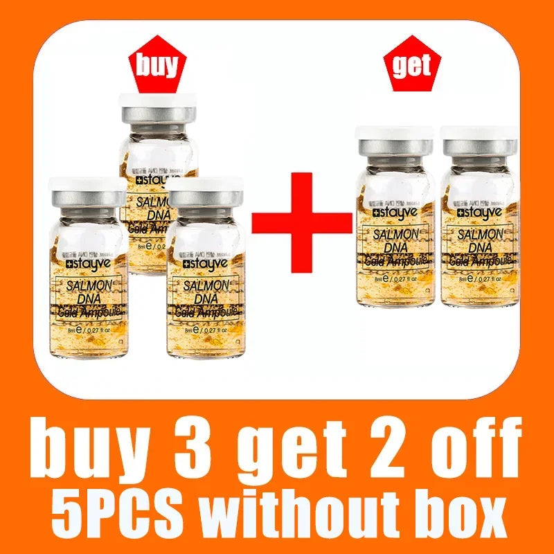 Stayve 8ml Salmon DNA Golden Ampoule Serum Kit Natural Ingredients, Moisturizing, Tender, Lifting, Firming Facial Care Skin