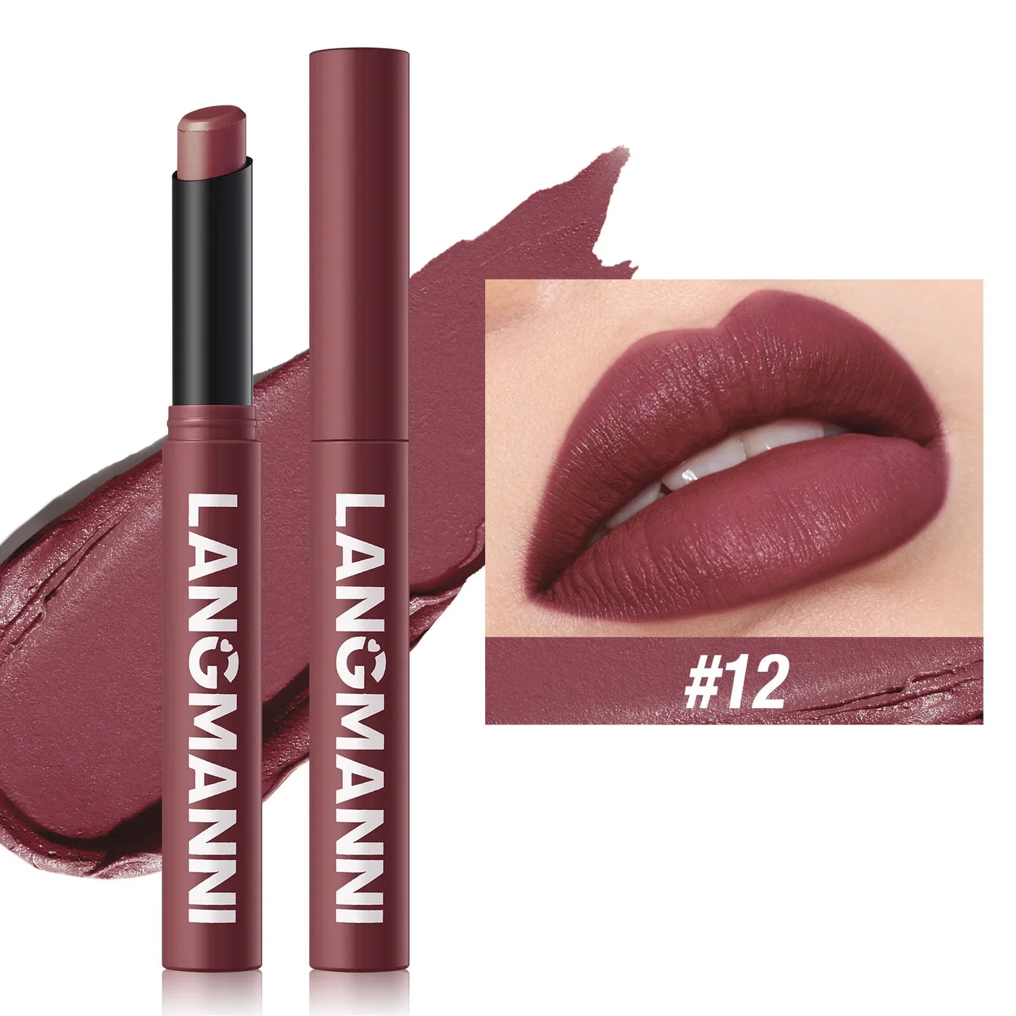 Matte Lipstick Non-Stick Cup Long-Lasting Velvet Finish Lipstick Pen  Smooth Matte Lip Color Waterproof Non-Fading -12 Colors