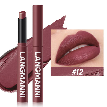 Matte Lipstick Non-Stick Cup Long-Lasting Velvet Finish Lipstick Pen  Smooth Matte Lip Color Waterproof Non-Fading -12 Colors