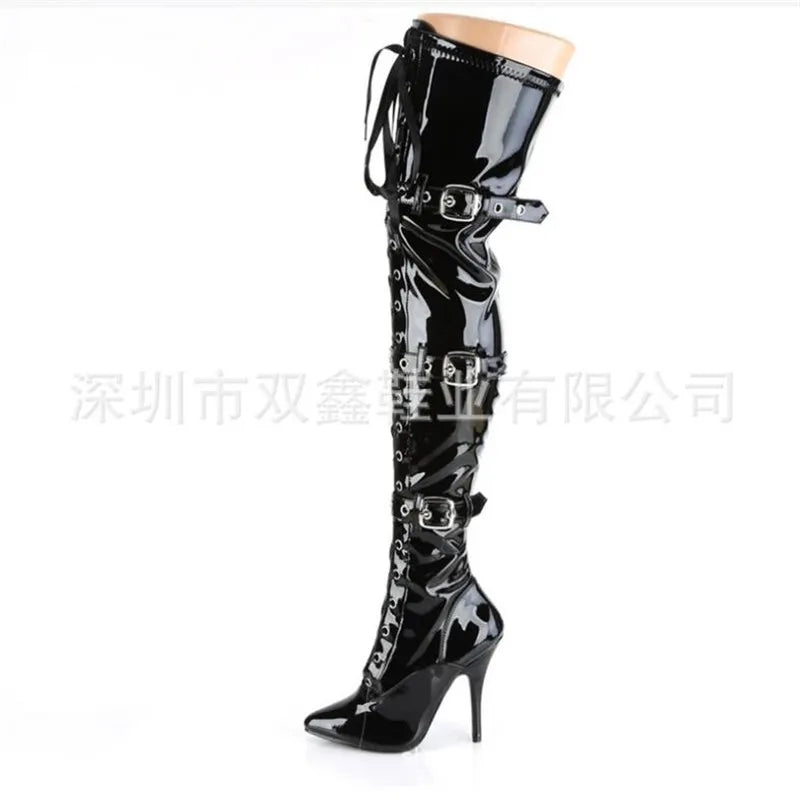 New Over Knee Boots High Quality Fashion Boots Sexy High Boots Fashion Women Boots 12cm Stiletto Boots 34-45 46 BBZAI