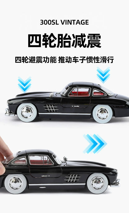 Mercedes Benz 300SL Classic 1:18 Car Alloy Diecast Car Model Home Interior Decoration Ornaments Sound & Light Collect Hobby Gift
