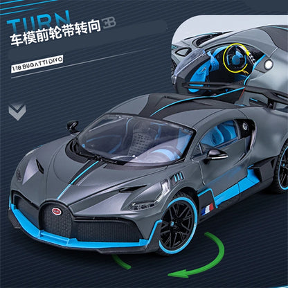 Large Size 1/18 Bugatti DIVO Alloy Sports Car Model Diecasts Metal Toy Vehicles Car Model Simulation Sound Light Gifts