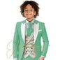 Kids Formal Wedding Suit Ivory Vest Photography Dress Flower Boy Tuxedo Suit