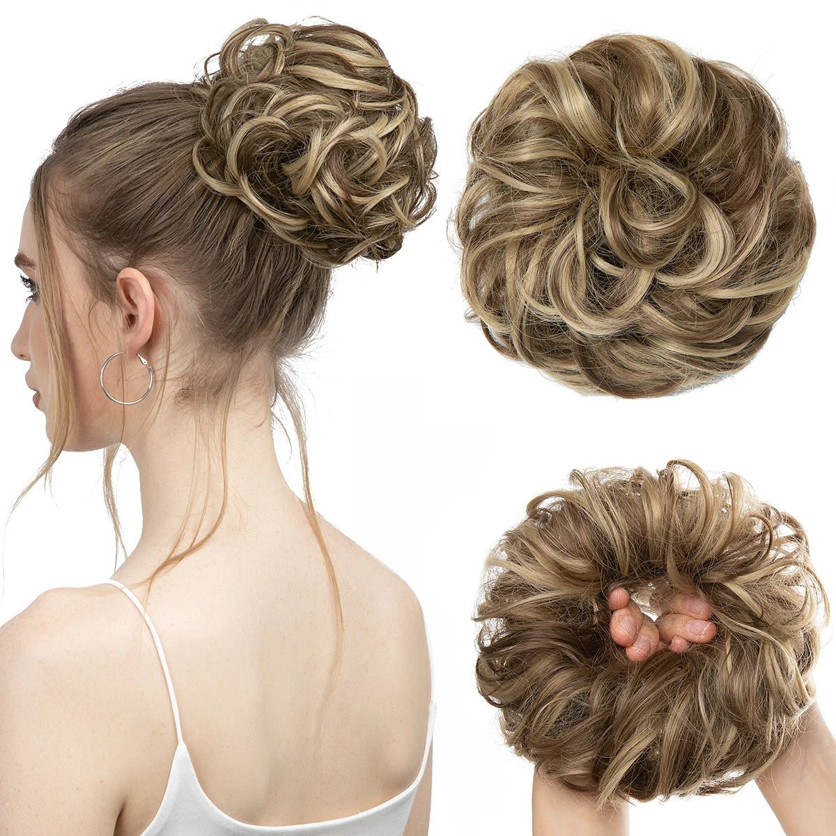 Synthetic Messy Hair Bun Extensions Big Curly Elastic Hair Scrunchies Hairpieces Chignon Donut Updo Hair Pieces for Women