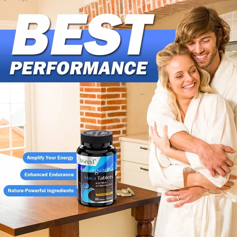 Ashwagandha Capsules Men's Test Booster - Stamina, Endurance, & Strength - 60 Caplets