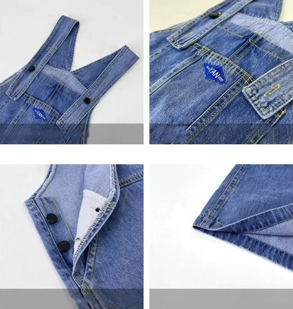 Girls' Fashionable Denim Overalls Medium Big Children's Casual Loose Denim Shorts Korean Style Baby Girl's Denim Overalls Shorts