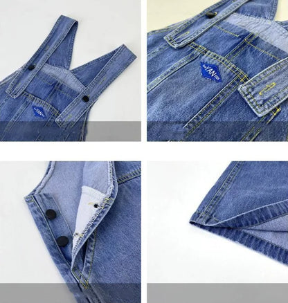 Girls' Fashionable Denim Overalls Medium Big Children's Casual Loose Denim Shorts Korean Style Baby Girl's Denim Overalls Shorts
