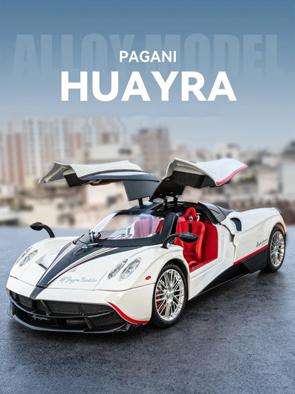Pagani Huayra Dinastia 1:18 Alloy Racing Car Model Diecasts Metal Sports Car Vehicles Model Simulation Sound Light Kids Toy Gift
