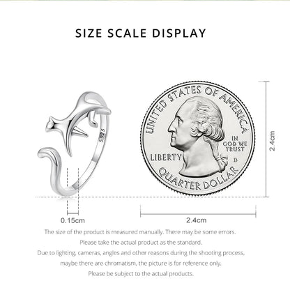 WOSTU 100% 925 Sterling Silver Cat Dog Opening Ring Hot Sale Pet Rings For Women Original Fashion Animal Jewelry Party Gift
