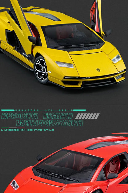 Lamborghini Countach LPI 800-4 Simulation1:24  Diecast Metal Alloy Model car Sound Light Pull Back CollectionToy Gifts