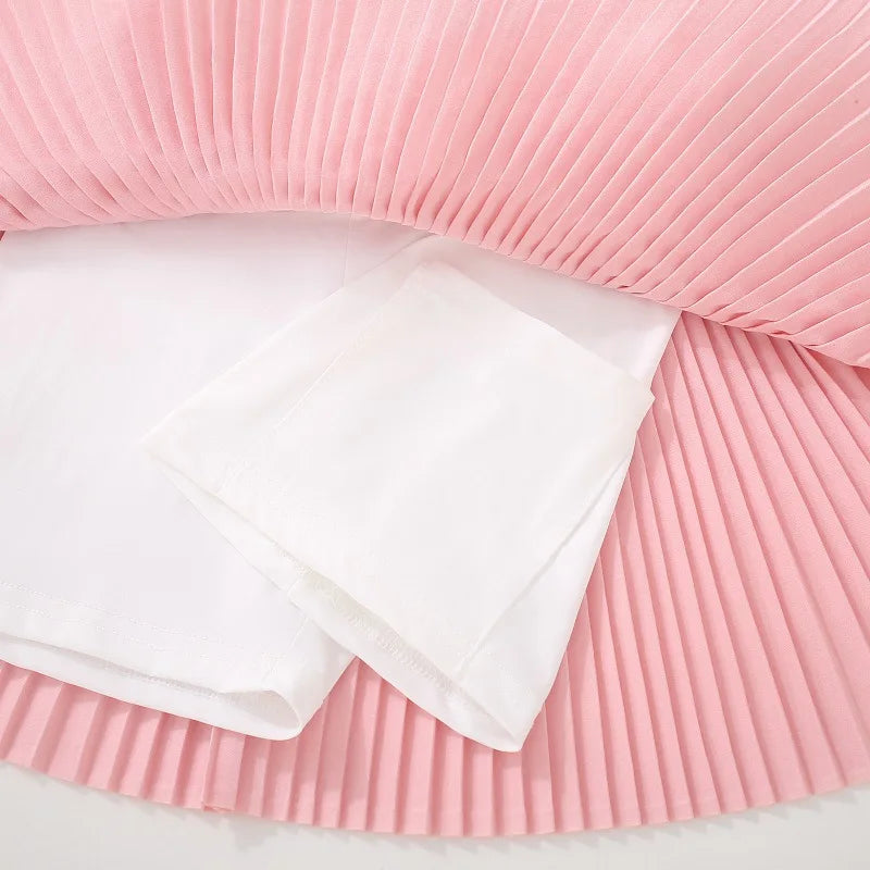 Kids Girls Skirts Quick-Dry Sports Skort Kawaii Pink Blue Badminton and Tennis Sports Pleated Skirt Teenage