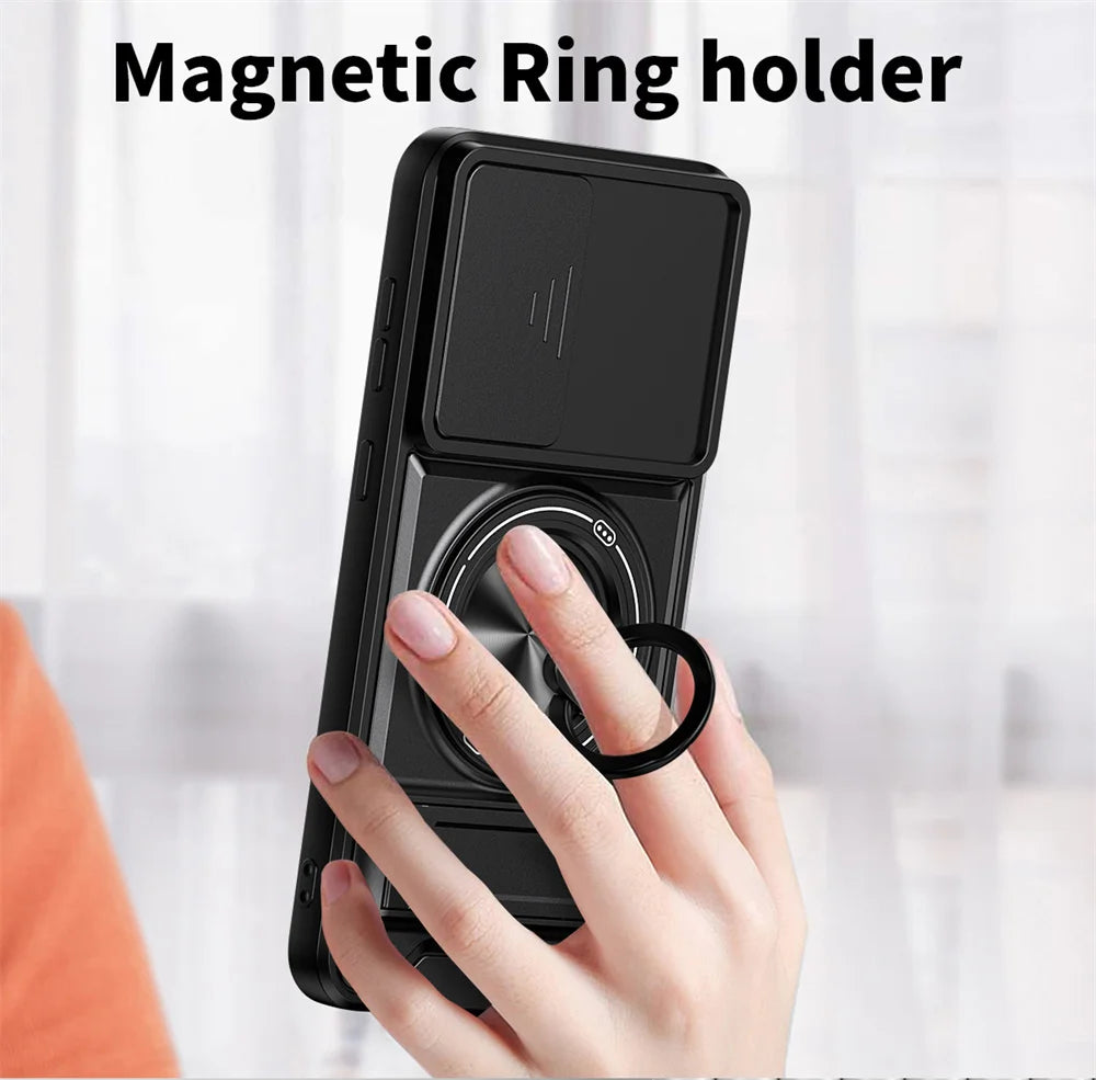 Magnetic Ring Holder Phone Case for Samsung Galaxy A56 A55 A37 A36 A35 A34 A26 A17 A16 A15 A14 4G 5G Slide Camera Protect Cover