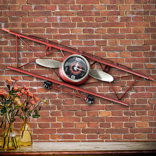 Creative Classic Vintage Iron Art Airplane Wall Decoration Clock