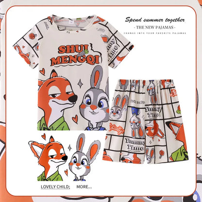 Toddler Baby Girls Boys Minnie Mouse Pajamas Sets Summer Short Sleeve Pyjama Stitch Enfant Baby Pijama Kids Night Wear Homewear Pjs