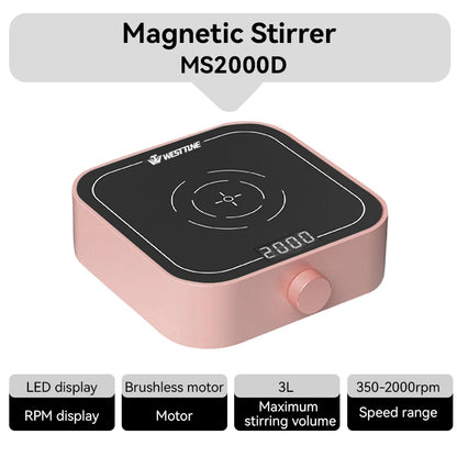WESTTUNE Laboratory Magnetic Stirrer 3000RPM 3L Magnetic Mixer Stir Plate with 2PCS Stir Bar No Heating Lab Stirring Equipment