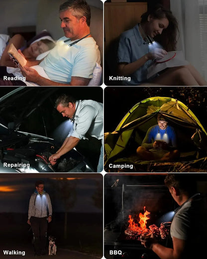 LED Neck Light 3 Modes Hug Reading Lamp Portable Rechargeable Book Lamp Novelty Flashlight Book Lamp Night Light Neck Light
