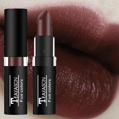 12Colors Matte Lipstick Black Green Sexy Red Velvet Lip Gloss Long Lasting Non-stick Women Lip Tint Make Up Facial Body Cosmetic