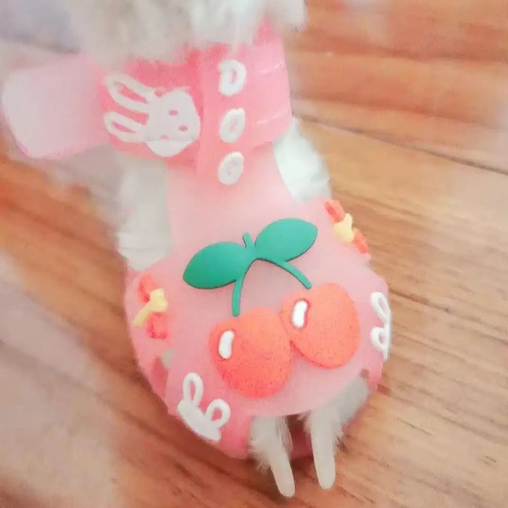 4Pcs/Set Cartoon Dog Summer Jelly Sandals Non-slip Adjustable Breathable Dog Shoes Waterproof Wear-resistant Dog Paw Protector