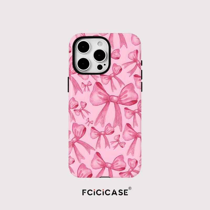 Luxury For Magesafe Magnetic Wireless Charging Case For iPhone 11 12 13 14 15 16 Pro Max Plus Shockproof Lovely Pink Bow Cover