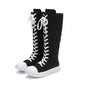 Canvas High Top Boots High Top Shoes Long Boot Lace-up Zipper Comfortable Canvas Sports Boots Flat Boot
