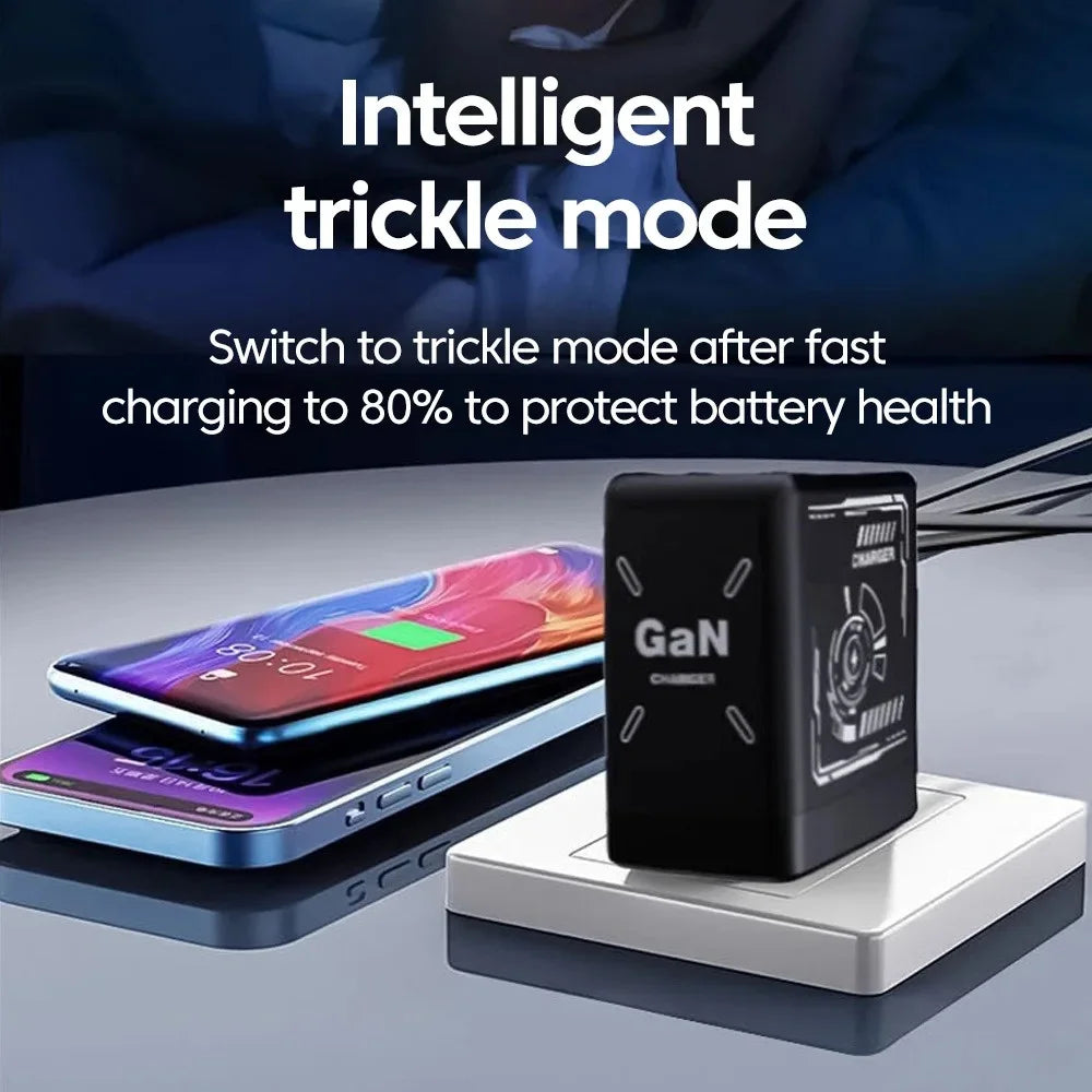 120W GaN Fast Charger With Retractable Type-C Cable Portable PD Mobile Phone Adapter For iPhone 17 16 Pro Samsung Xiaomi Huawei