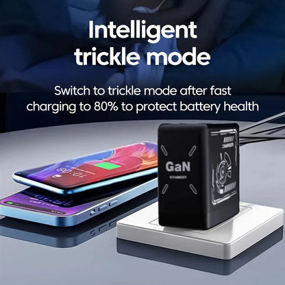 120W GaN Fast Charger With Retractable Type-C Cable Portable PD Mobile Phone Adapter For iPhone 17 16 Pro Samsung Xiaomi Huawei