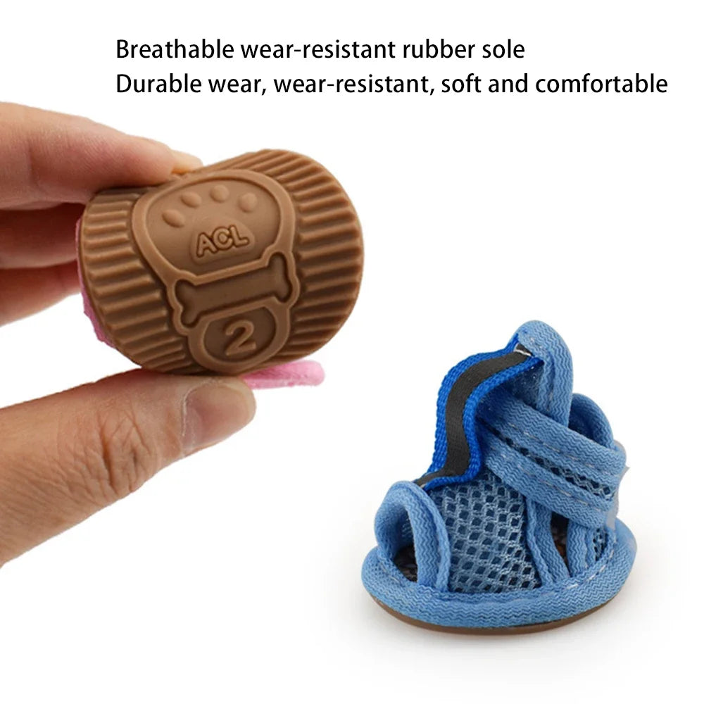 4PCS/set Summer Dog Shoes Breathable Sandals for Dog Cat Walking Running Outdoor Anti Slip Paw Protectors & Pet Gifts