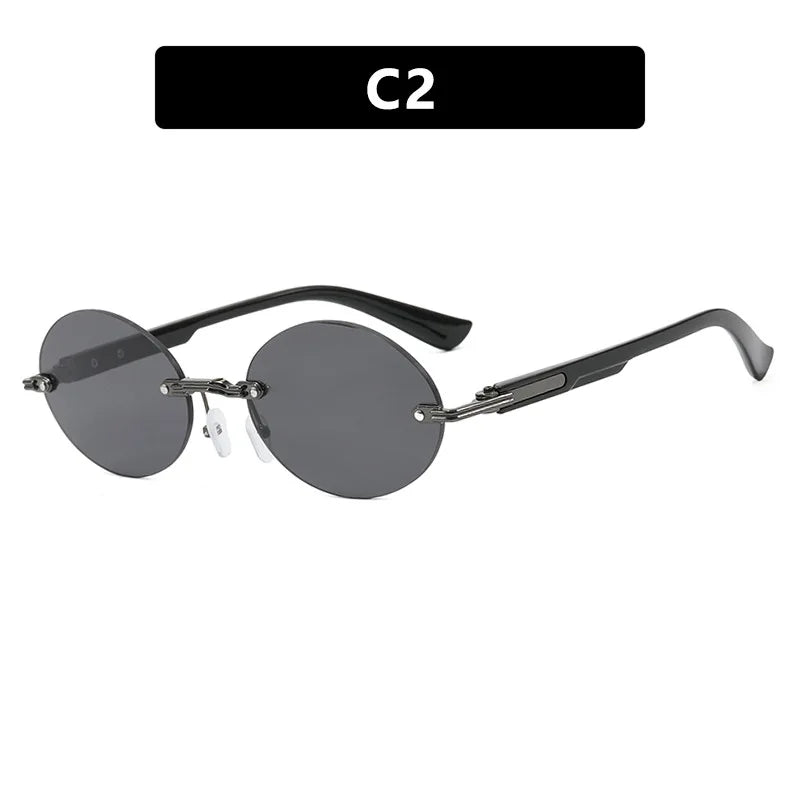 New Frameless Oval Sunglasses, High-end Light Luxury Women's Fashionable Summer Beach Vacation Sunglasses