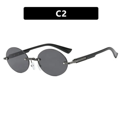 New Frameless Oval Sunglasses, High-end Light Luxury Women's Fashionable Summer Beach Vacation Sunglasses