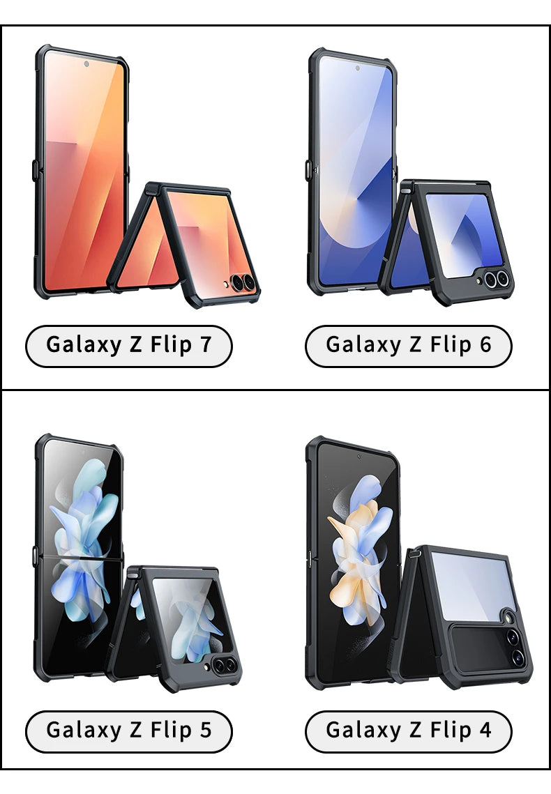 Xundd For Samsung Z Flip 7 Case Galaxy Z Flip 3 4 5 6 Case Airbag Shockproof Shell Back Clear Cover with Glass For 갤럭시 z플립7