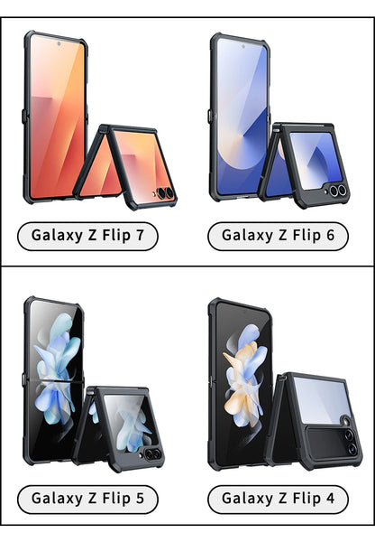 Xundd For Samsung Z Flip 7 Case Galaxy Z Flip 3 4 5 6 Case Airbag Shockproof Shell Back Clear Cover with Glass For 갤럭시 z플립7