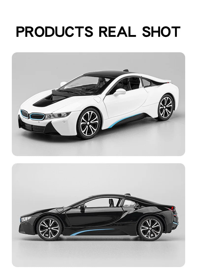 BMW I8 Sports Car Alloy Diecast 1:22 Model Car Vehicle Collection Simulation Sound & Light Toy Car Gifts