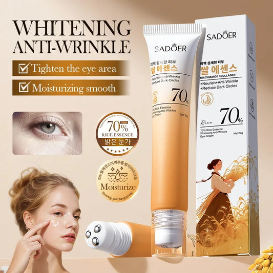 SADOER Rice Essence Eye Cream Anti Dark Circles Anti-Aging Anti Wrinkles Whitening Moisturizing Korean Eyes Skin Care Cosmetics