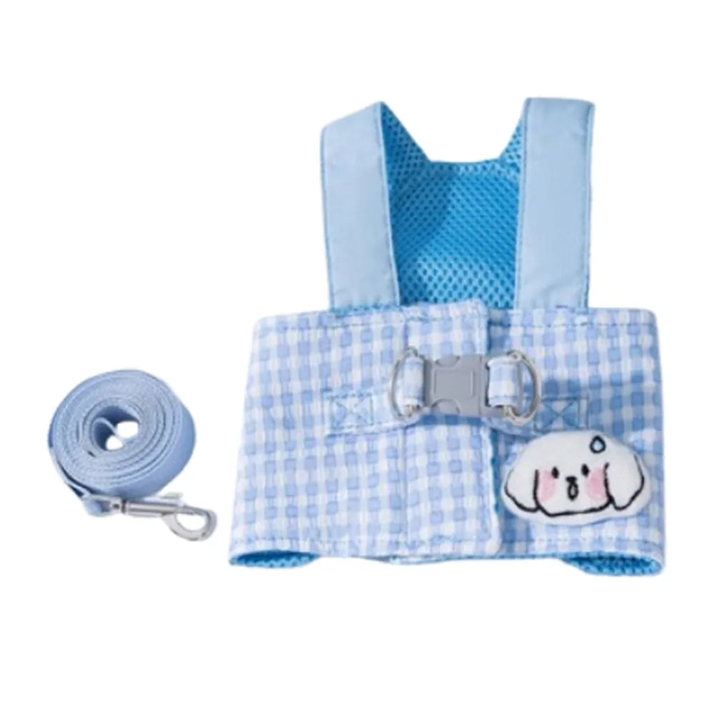 Vest Style Adjustable Dog Harness Set with Traction Rope Mesh Pet Traction Set Soft with Hat Dog Walking Rope Outdoor